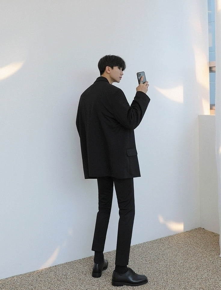 Korean Style Double Breasted Casual Blazer Jacket