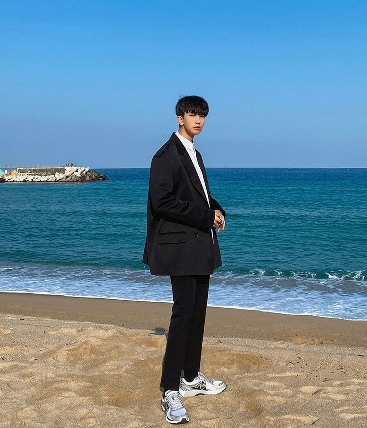 Korean Style Double Breasted Casual Blazer Jacket