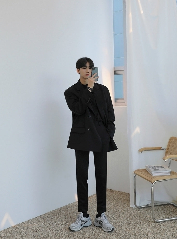 Korean Style Double Breasted Casual Blazer Jacket