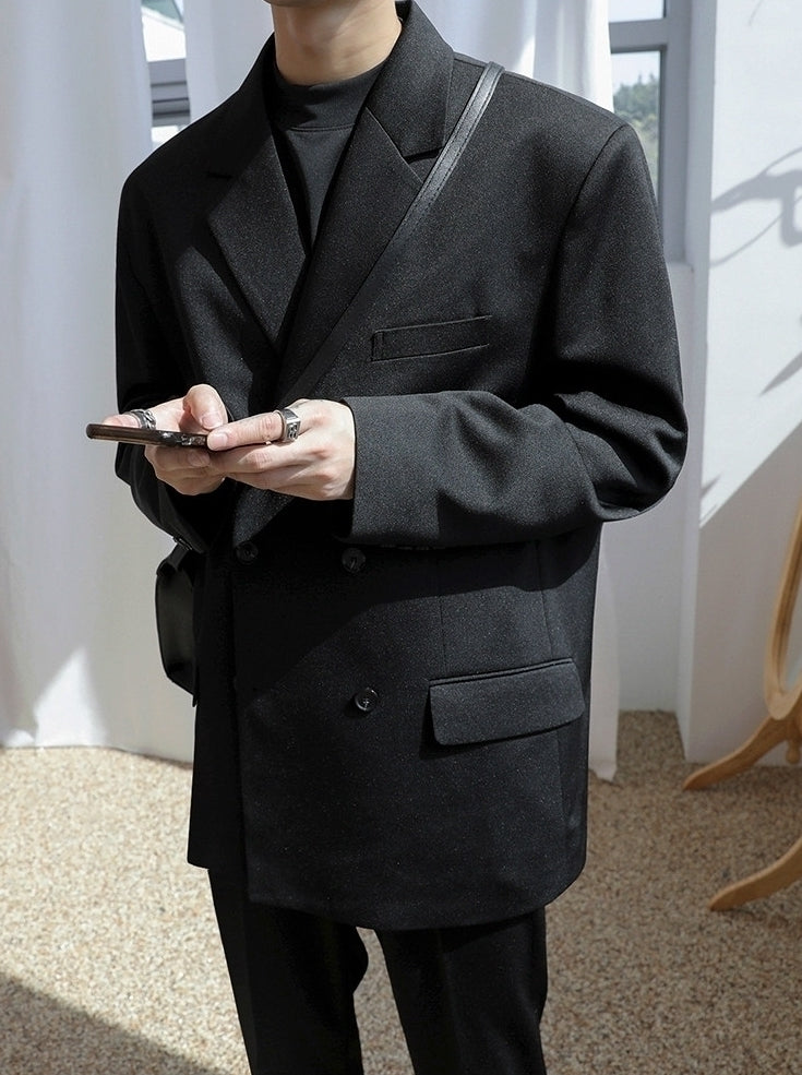 Korean Style Double Breasted Casual Blazer Jacket
