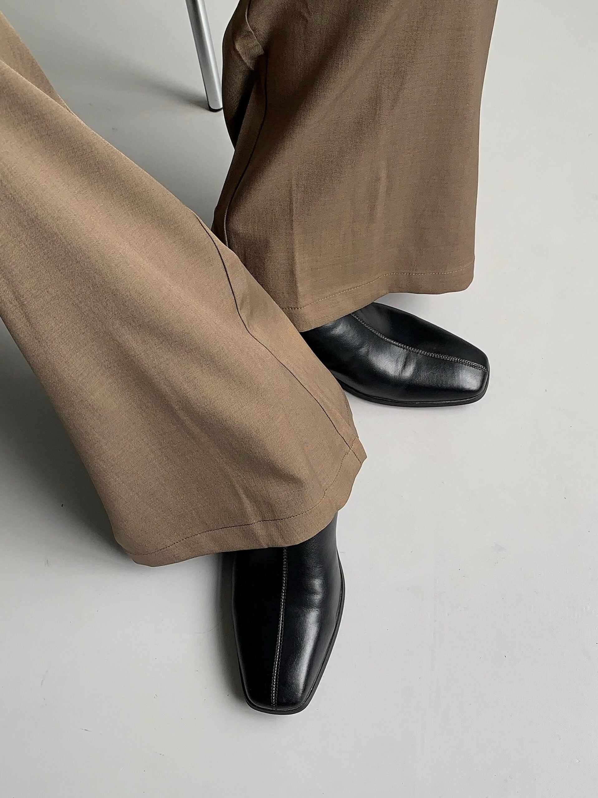 Korean Style High Waist Coffee Straight Leg Dress Pants