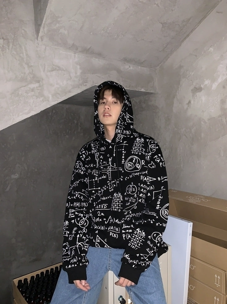 Korean Style Hooded Graphic Sweatshirt Streetwear Top