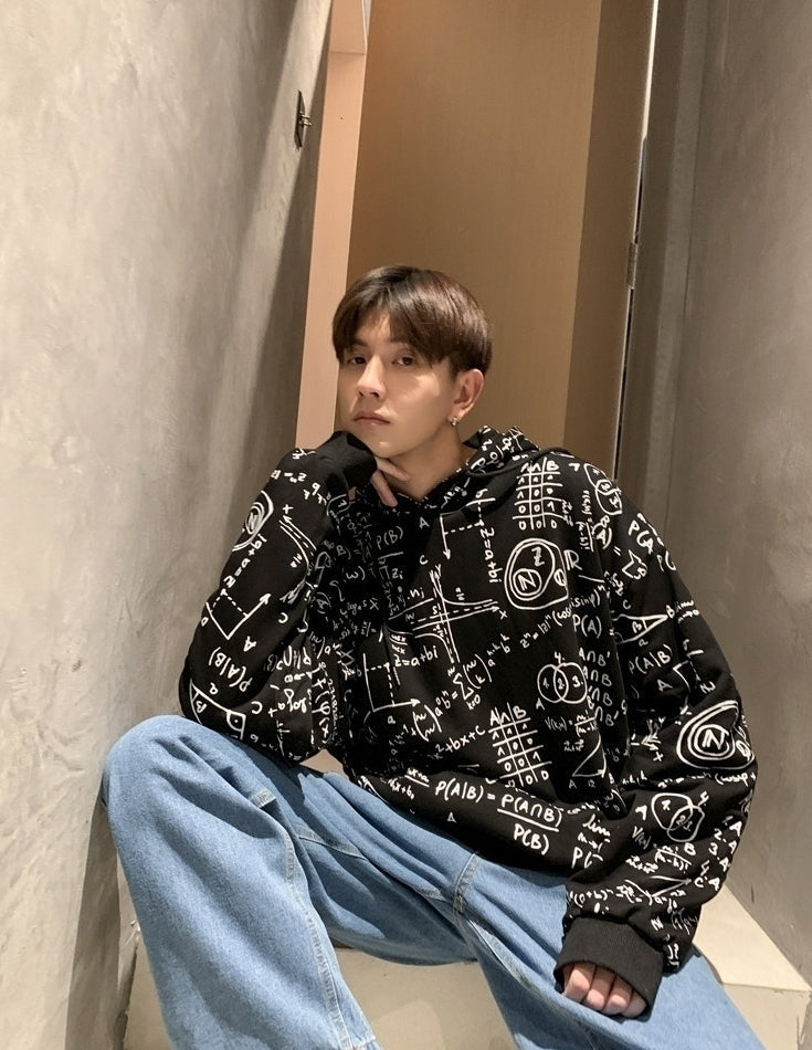 Korean Style Hooded Graphic Sweatshirt Streetwear Top