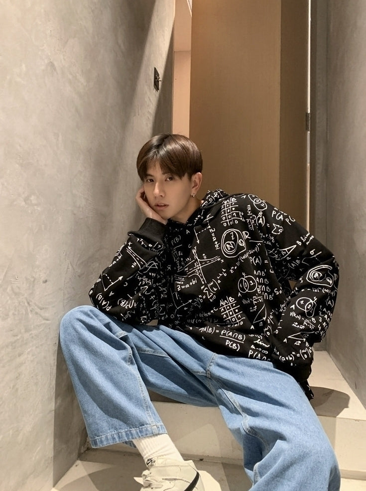 Korean Style Hooded Graphic Sweatshirt Streetwear Top