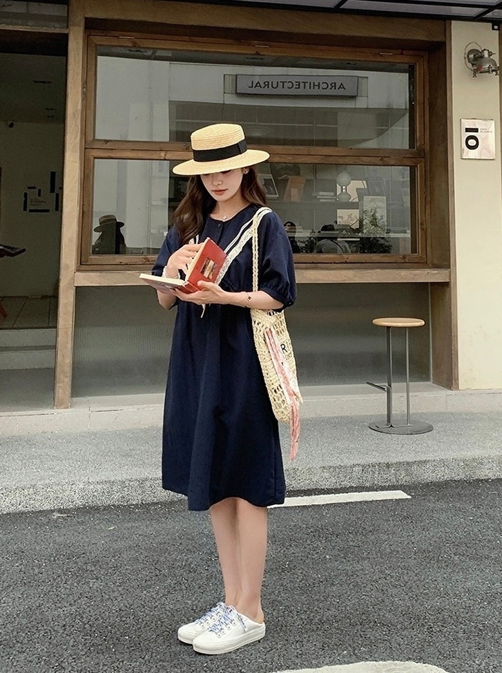 Korean Style Lace Patchwork Slim Fit Dress