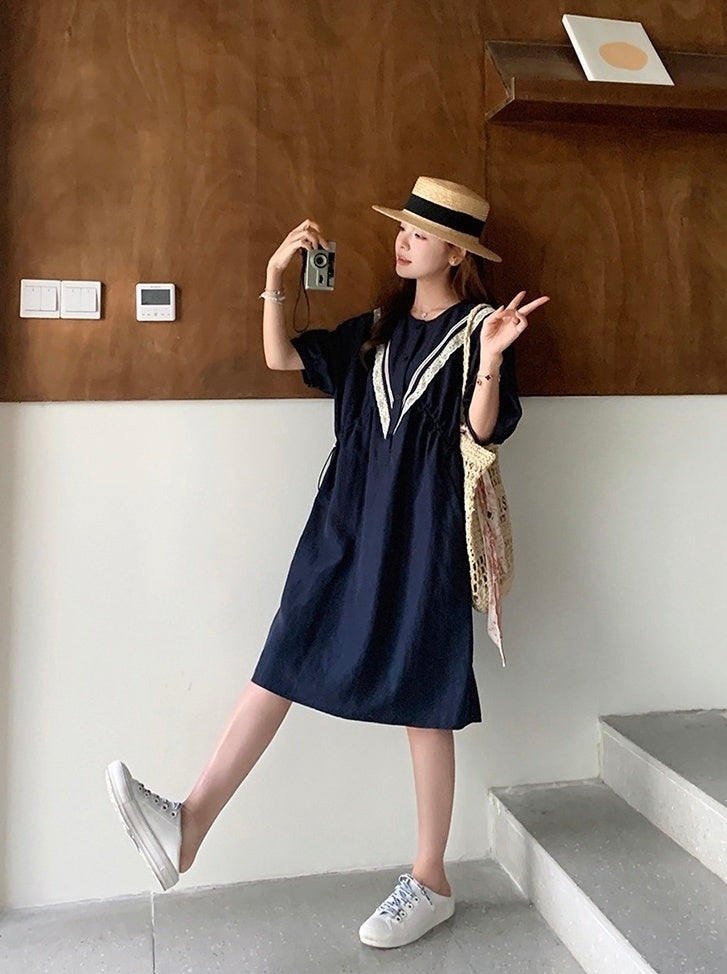 Korean Style Lace Patchwork Slim Fit Dress