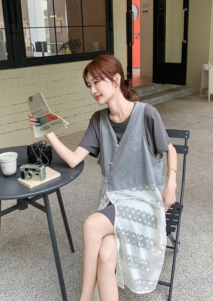 Korean Style Layered T Shirt Dress Set