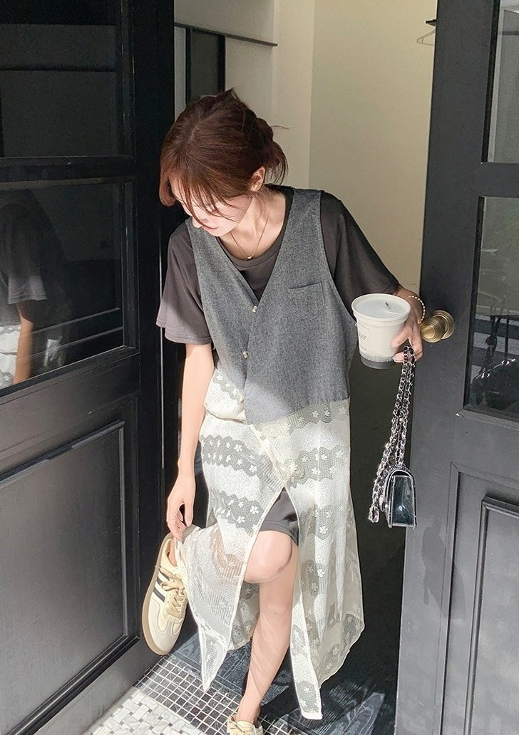 Korean Style Layered T Shirt Dress Set