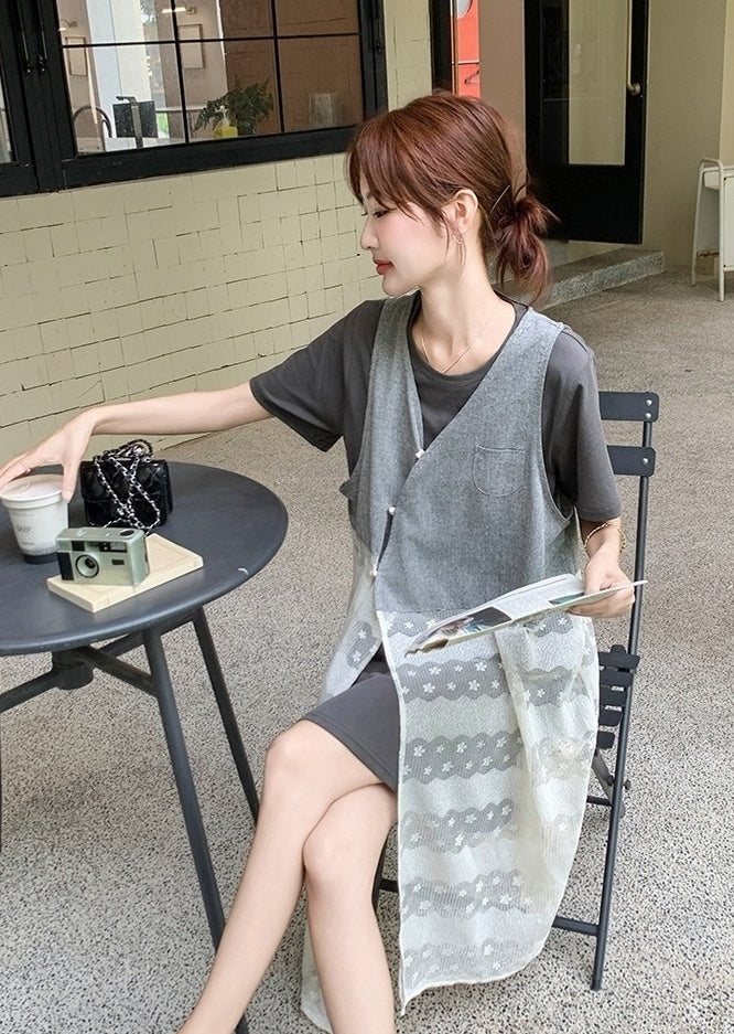 Korean Style Layered T Shirt Dress Set