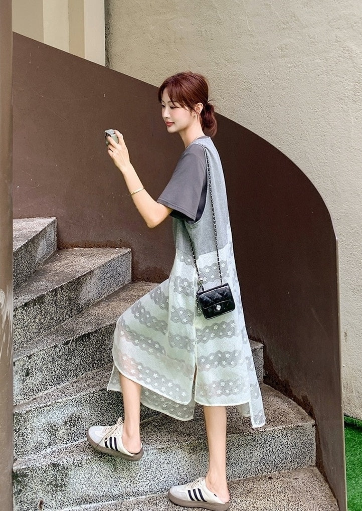 Korean Style Layered T Shirt Dress Set