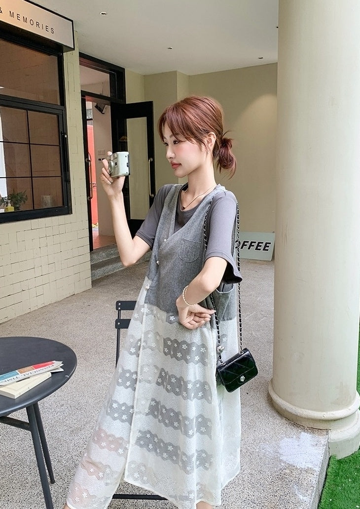 Korean Style Layered T Shirt Dress Set