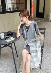 Korean Style Layered T Shirt Dress Set