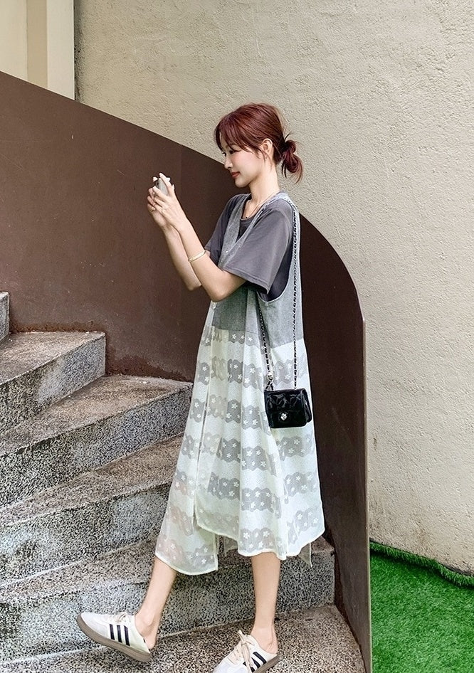 Korean Style Layered T Shirt Dress Set