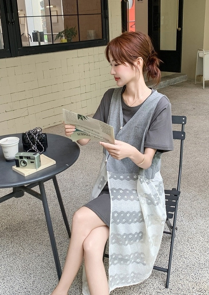 Korean Style Layered T Shirt Dress Set