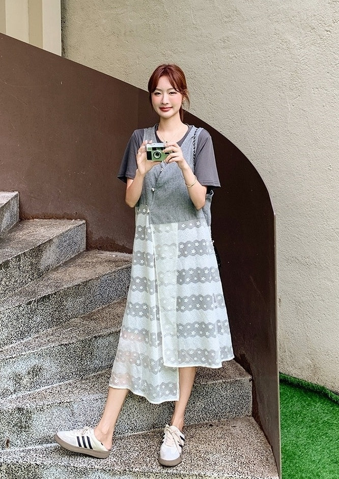 Korean Style Layered T Shirt Dress Set