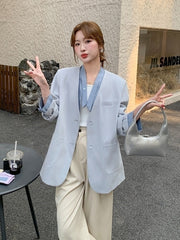 Korean Style Layered V Neck Blazer Jacket