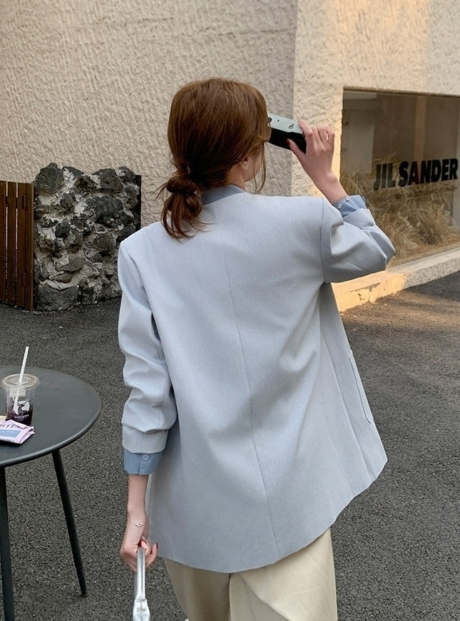 Korean Style Layered V Neck Blazer Jacket