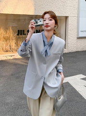 Korean Style Layered V Neck Blazer Jacket