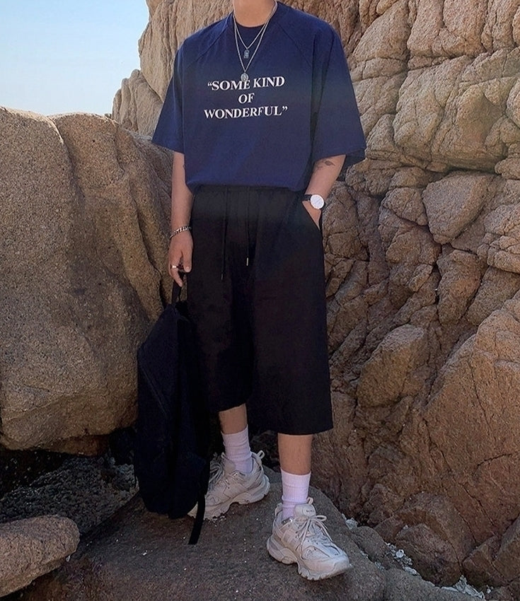 Korean Style Letter Print Loose Fit Short Sleeve T Shirt