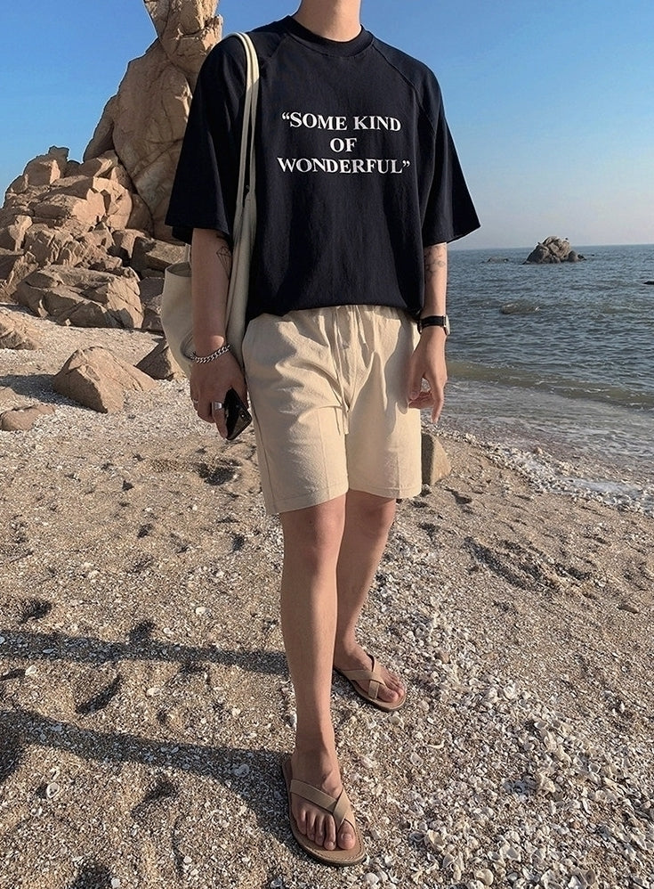 Korean Style Letter Print Loose Fit Short Sleeve T Shirt