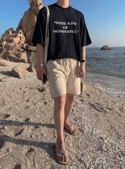 Korean Style Letter Print Loose Fit Short Sleeve T Shirt