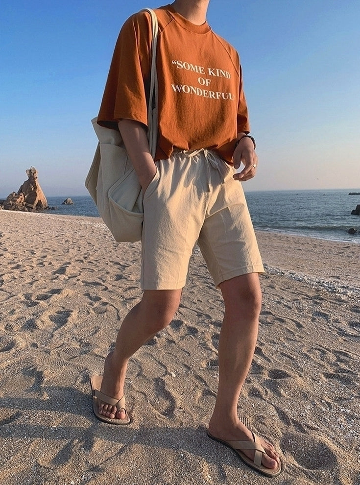Korean Style Letter Print Loose Fit Short Sleeve T Shirt