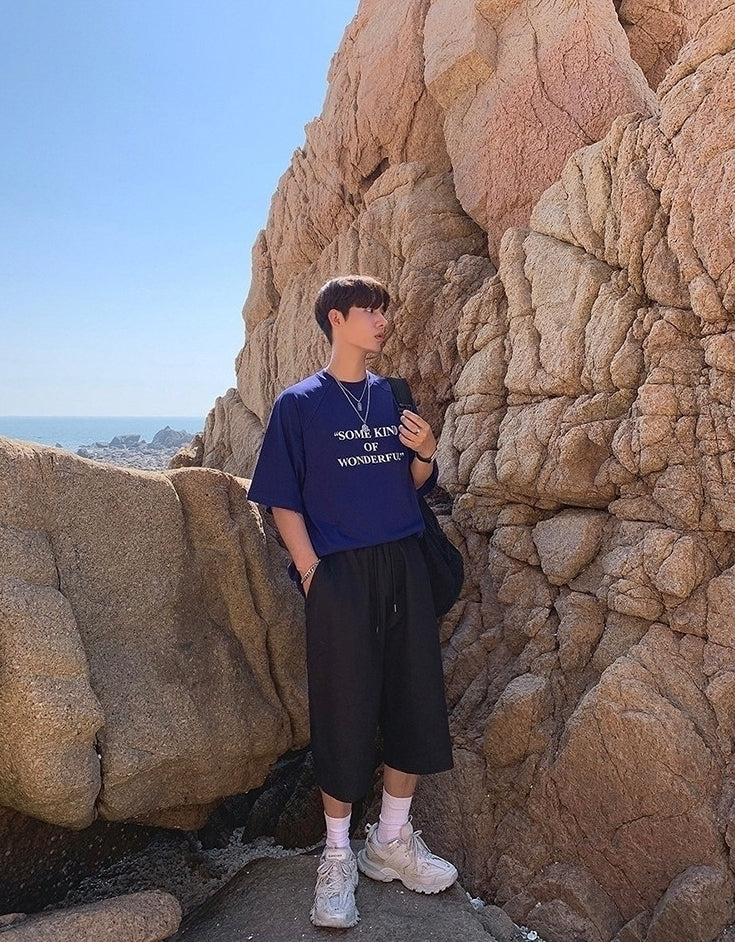 Korean Style Letter Print Loose Fit Short Sleeve T Shirt