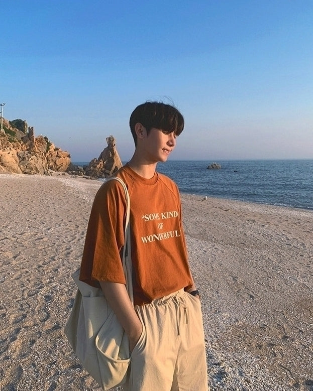 Korean Style Letter Print Loose Fit Short Sleeve T Shirt