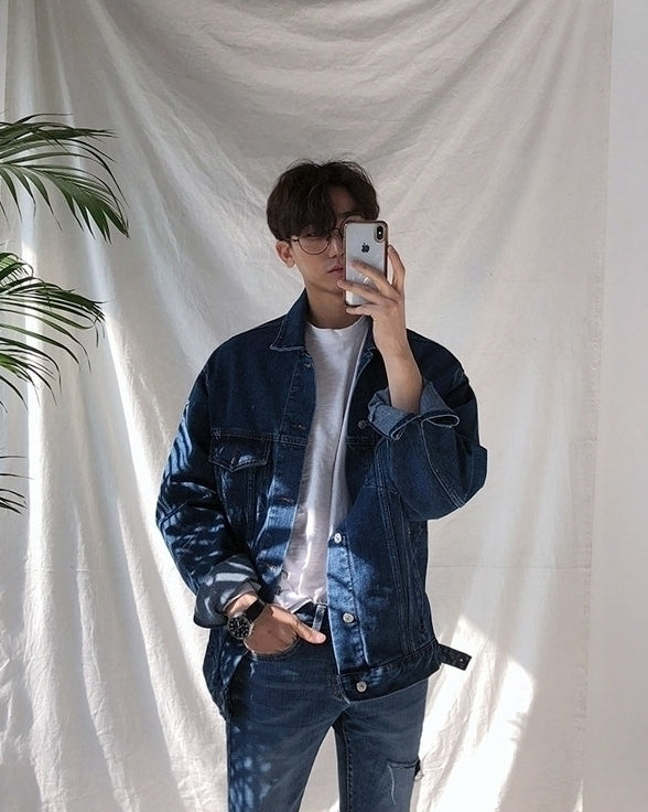 Korean Style Loose Denim Jacket Casual Trendy Outerwear