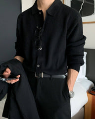 Korean Style Loose Fit Knitted Polo Cardigan
