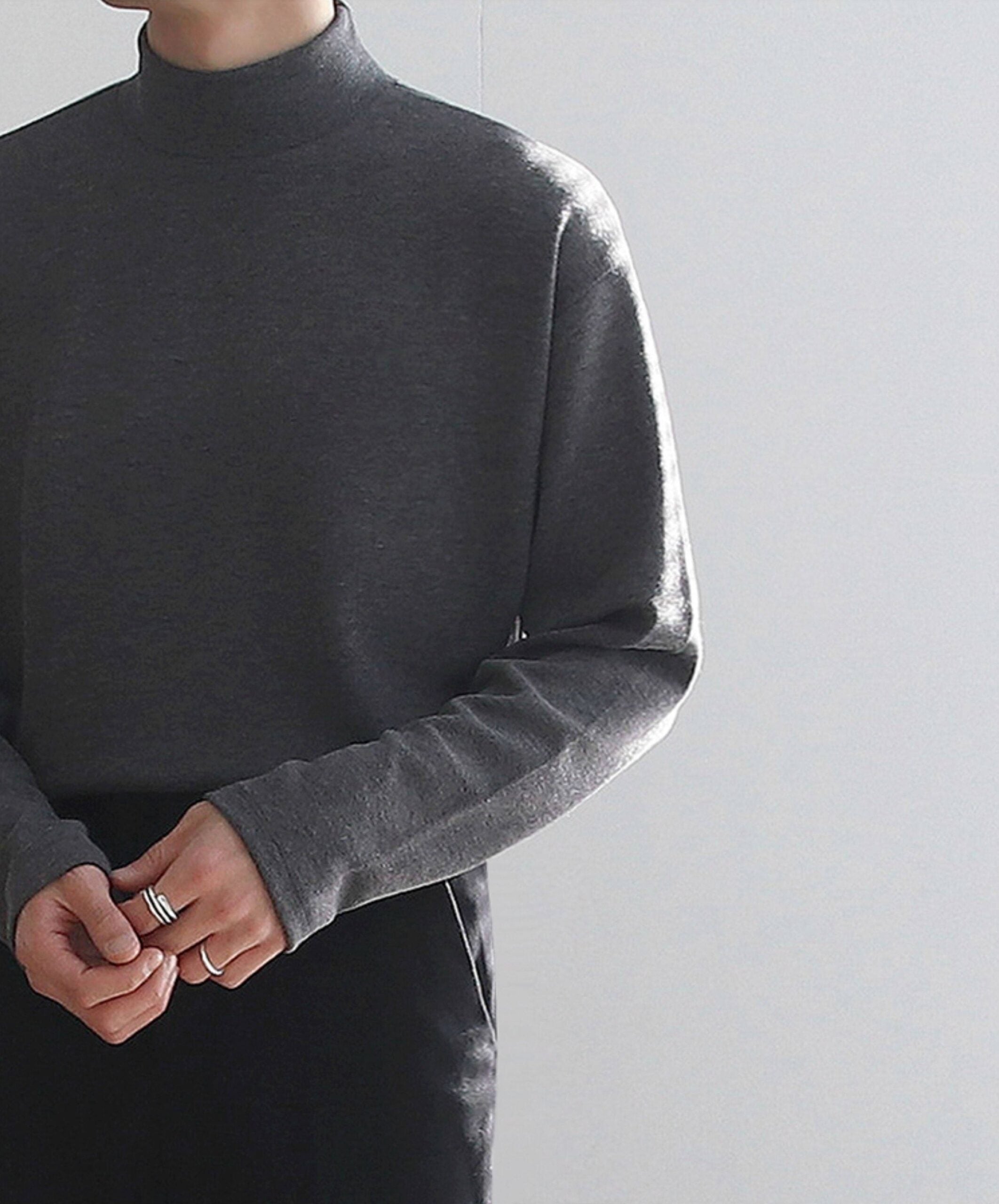 Korean Style Mock Neck Long Sleeve Base Layer Shirt