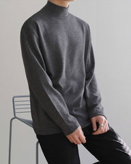 Korean Style Mock Neck Long Sleeve Base Layer Shirt