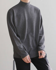 Korean Style Mock Neck Long Sleeve Base Layer Shirt