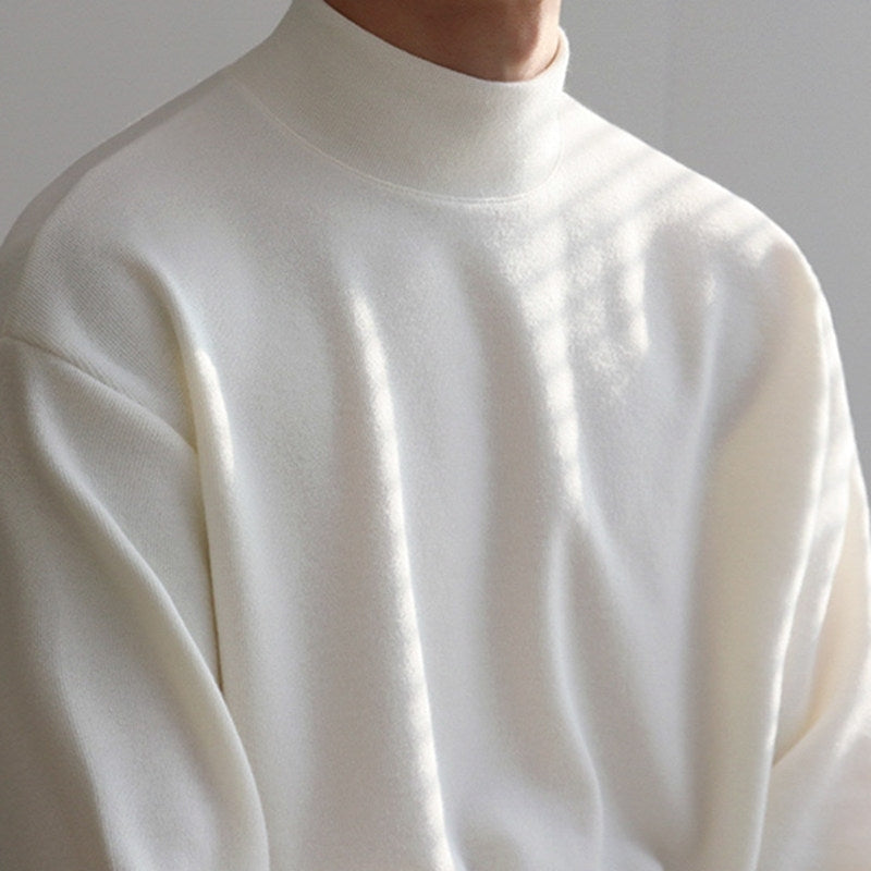 Korean Style Mock Neck Long Sleeve Base Layer Shirt