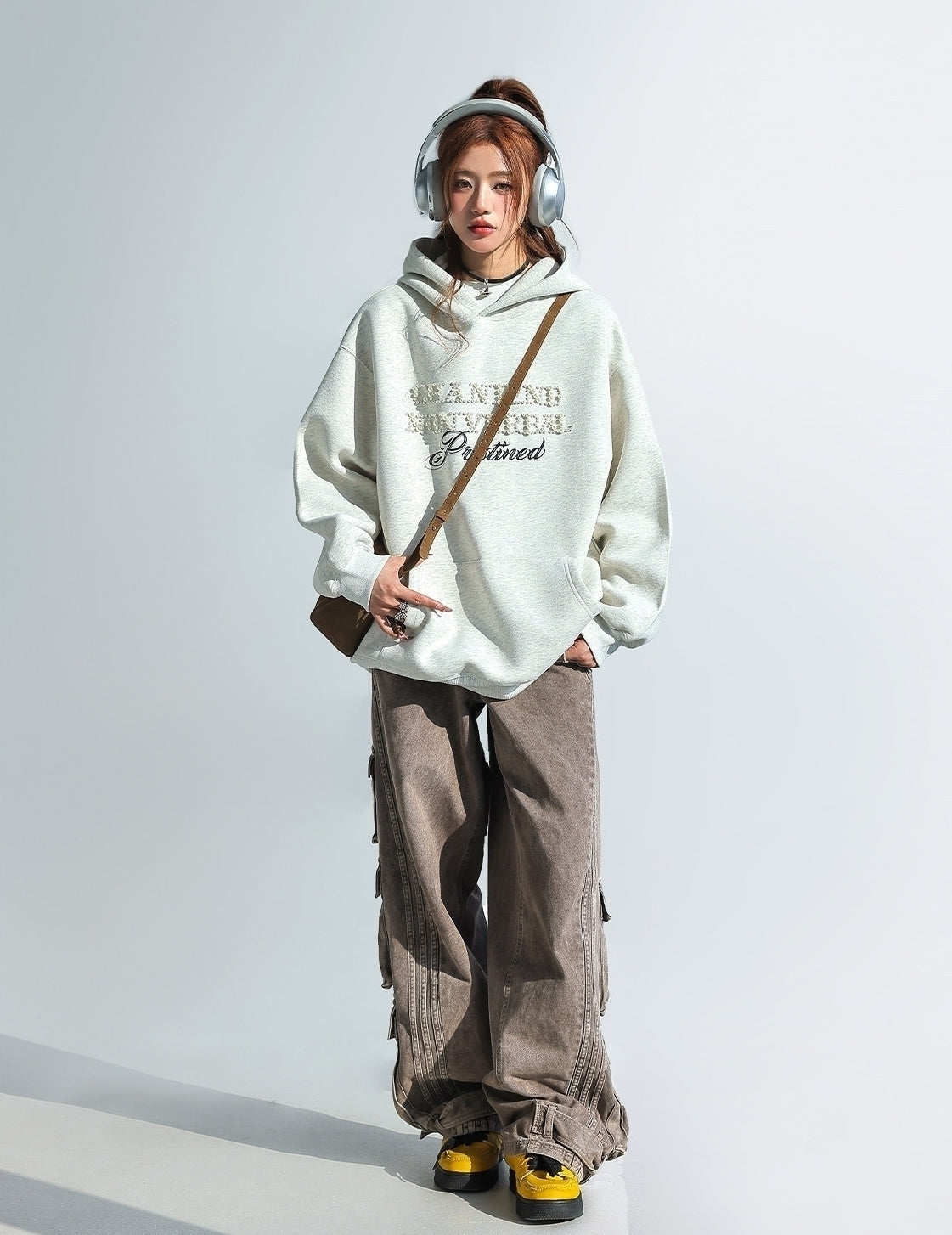 Korean Style Pearl Beaded Hooded Sweatshirt