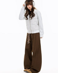 Korean Style Polka Dot Hooded Short Puffer Jacket
