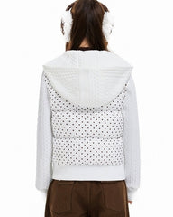 Korean Style Polka Dot Hooded Short Puffer Jacket