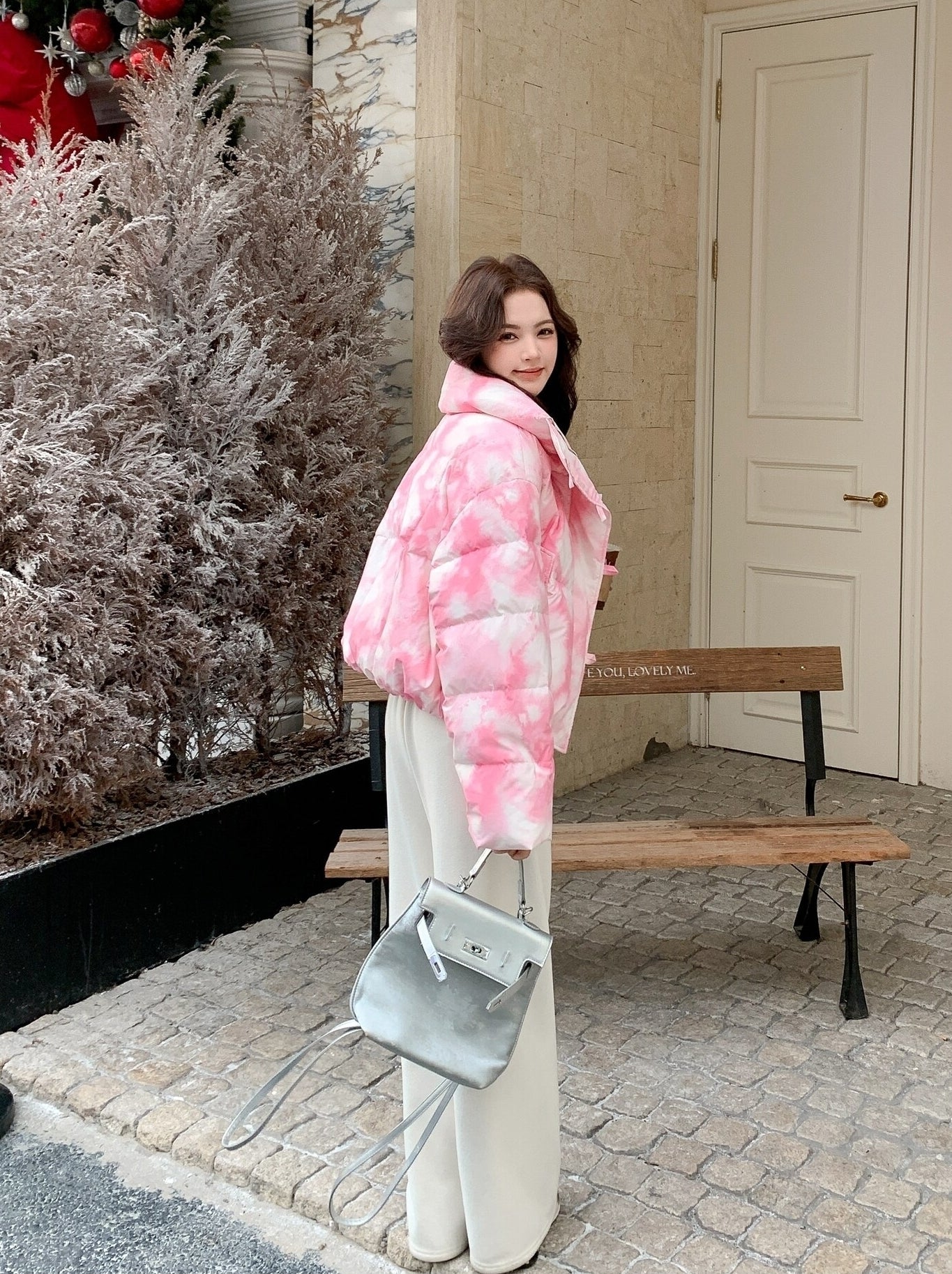 Korean Style Printed Puffer Jacket Winter Coat