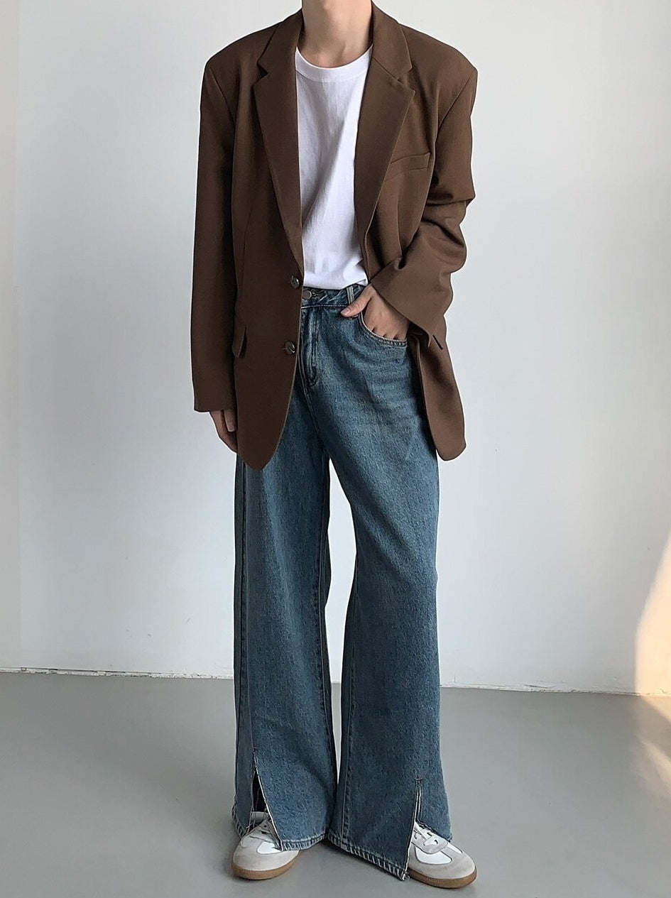 Korean Style Relaxed Draped Blazer Jacket