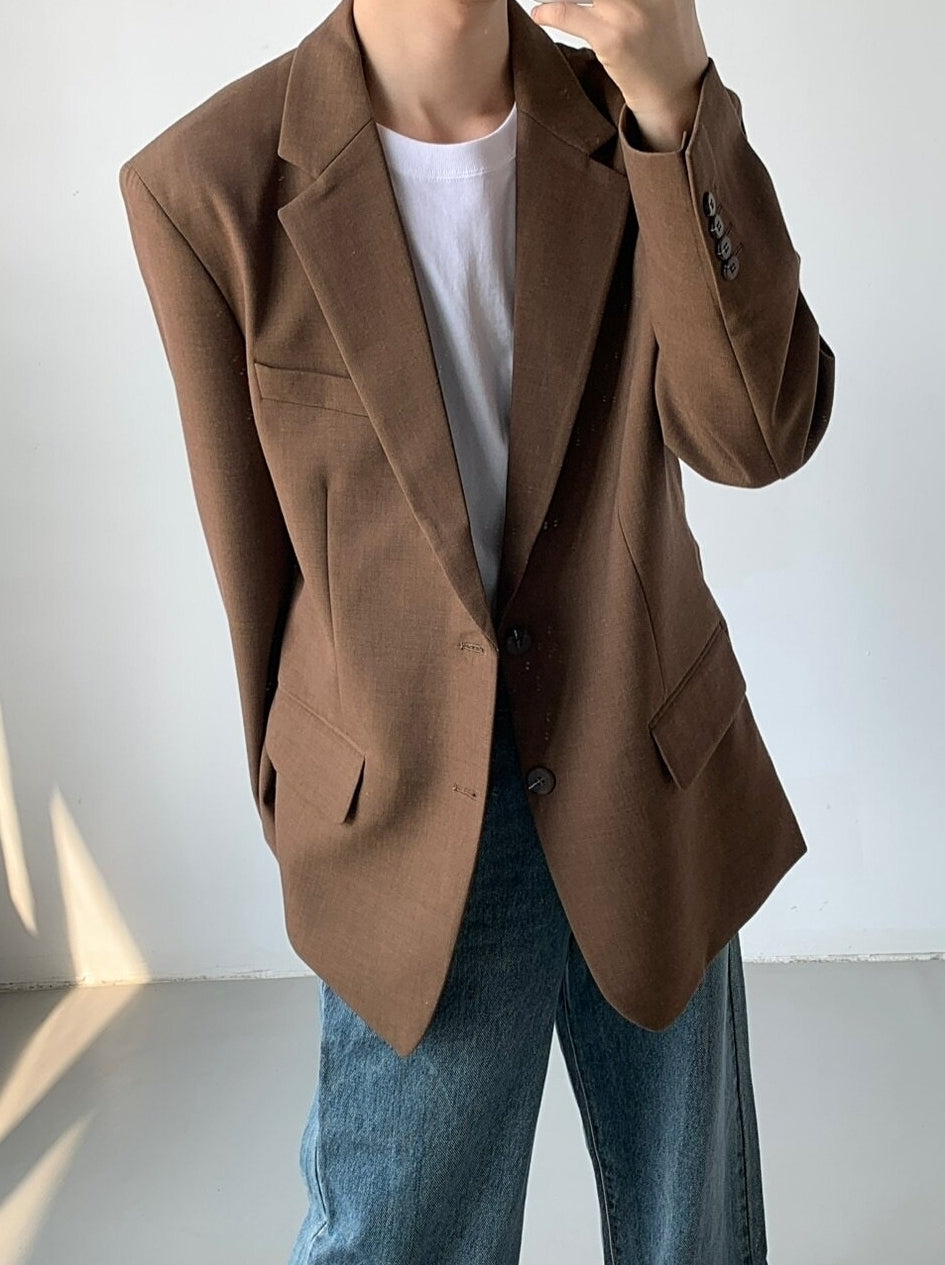 Korean Style Relaxed Draped Blazer Jacket