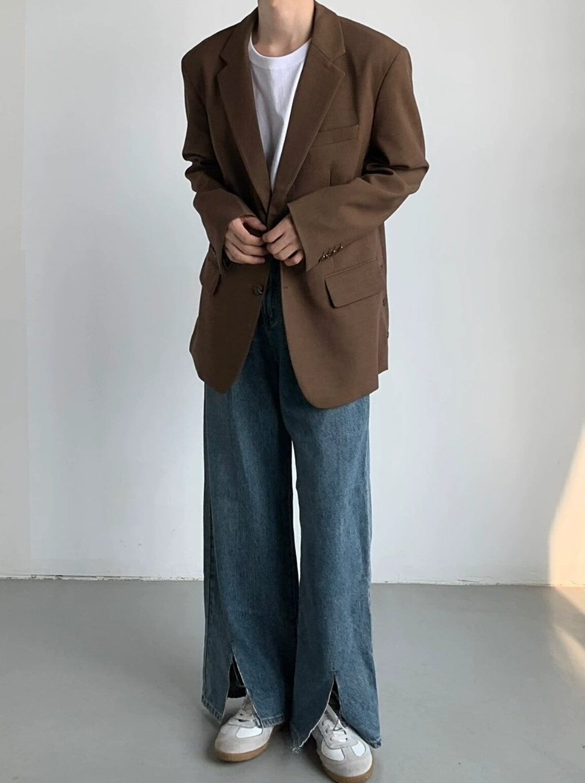 Korean Style Relaxed Draped Blazer Jacket
