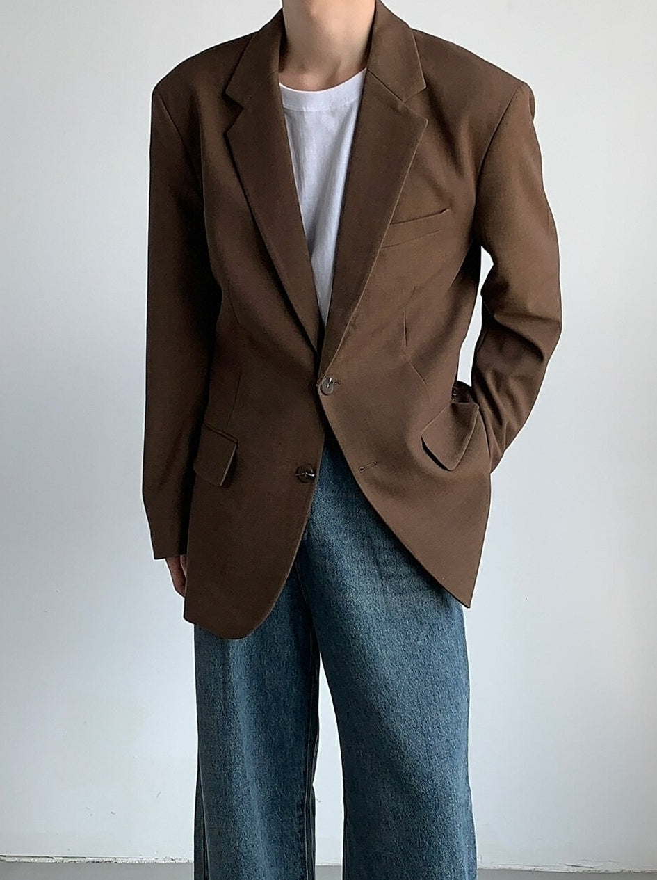 Korean Style Relaxed Draped Blazer Jacket