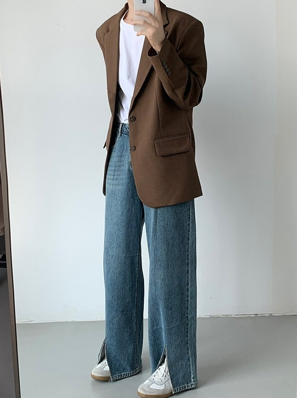 Korean Style Relaxed Draped Blazer Jacket