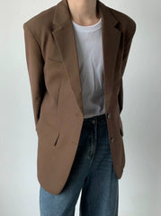 Korean Style Relaxed Draped Blazer Jacket