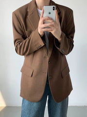 Korean Style Relaxed Draped Blazer Jacket