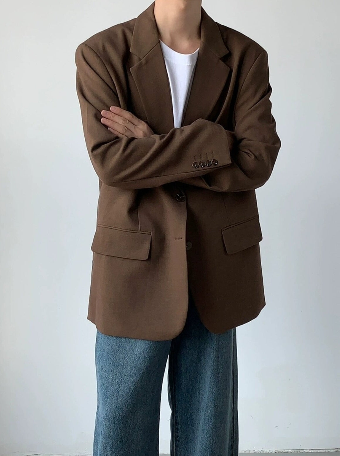 Korean Style Relaxed Draped Blazer Jacket