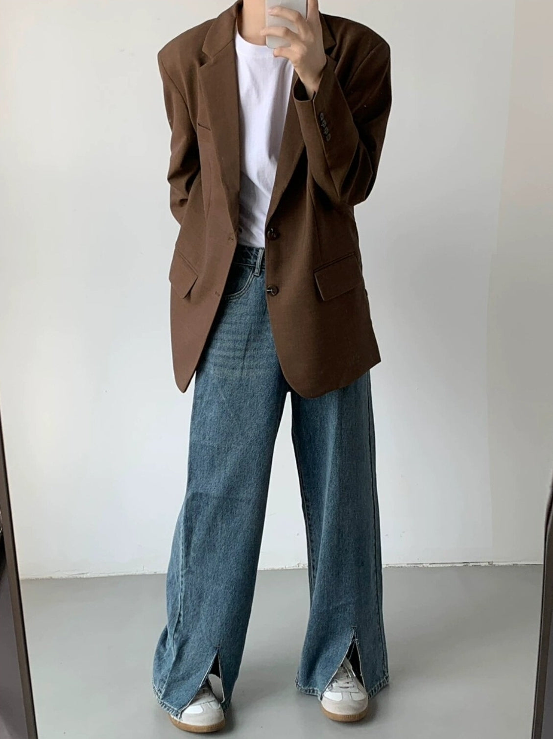 Korean Style Relaxed Draped Blazer Jacket