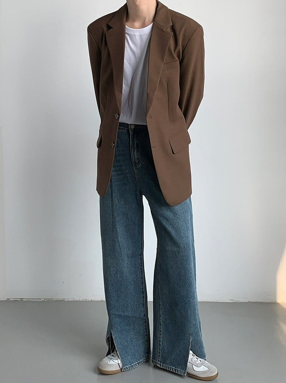 Korean Style Relaxed Draped Blazer Jacket