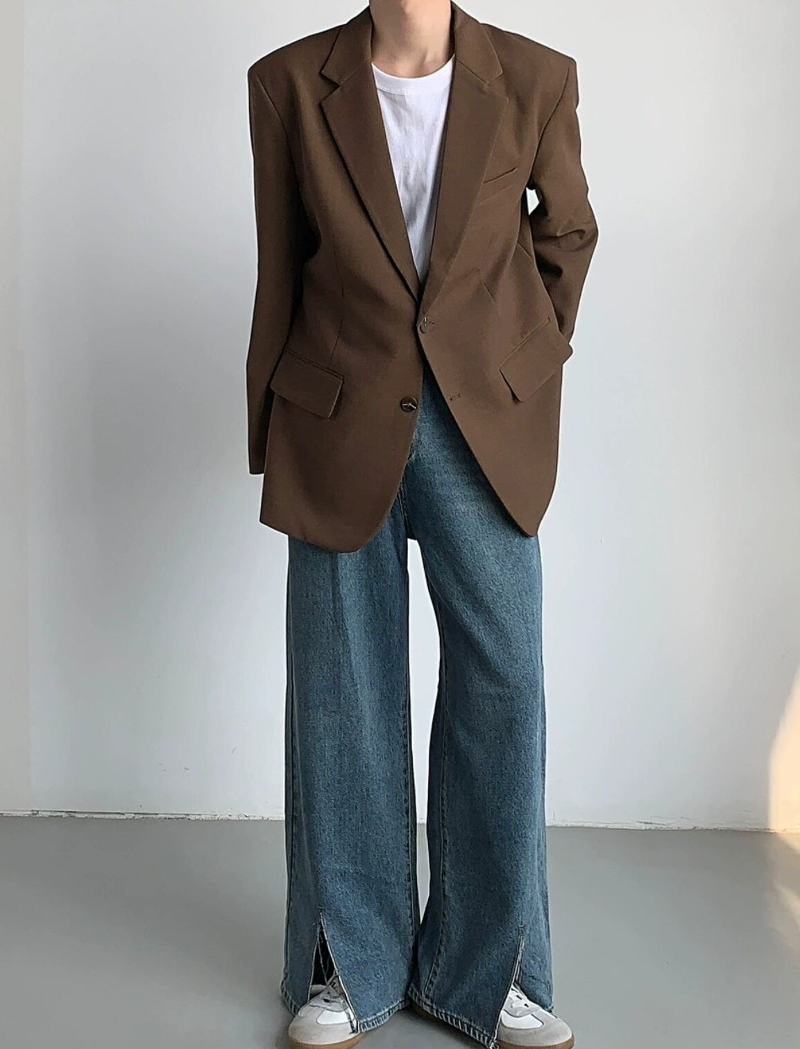 Korean Style Relaxed Draped Blazer Jacket