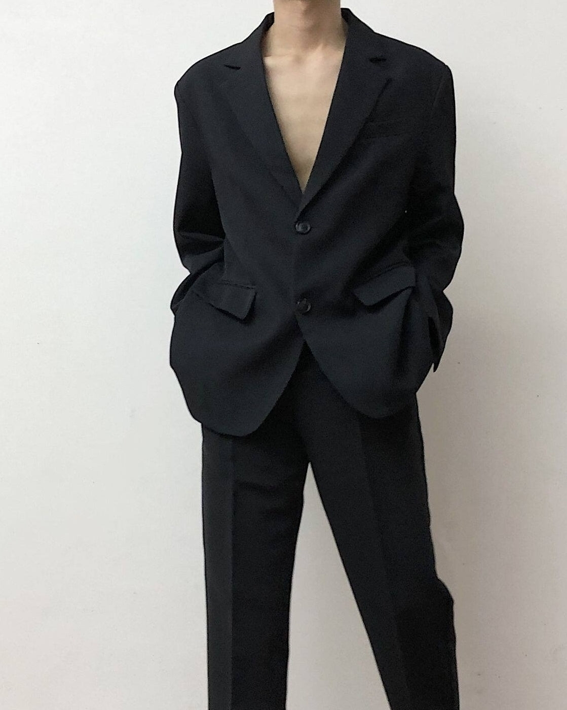 Korean Style Relaxed Fit Black Blazer Jacket
